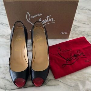 CHRISTIAN LOUBOUTIN Very Prive 120 Kid Pumps to n Black/Red size 8